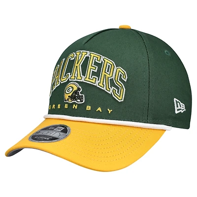 Youth New Era  Green/Gold Green Bay Packers  Arch 9FORTY A-Frame Adjustable Hat