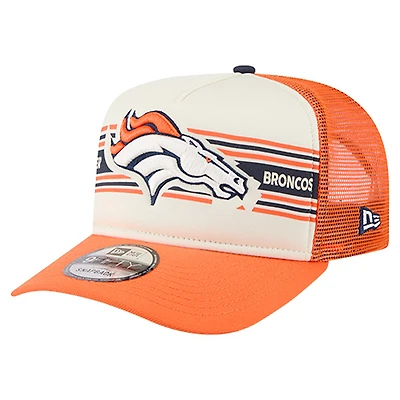 Youth New Era Cream/Orange Denver Broncos Banner 9FIFTY A-Frame Adjustable Trucker Hat