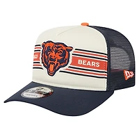 Youth New Era Cream/Navy Chicago Bears Banner 9FIFTY A-Frame Adjustable Trucker Hat