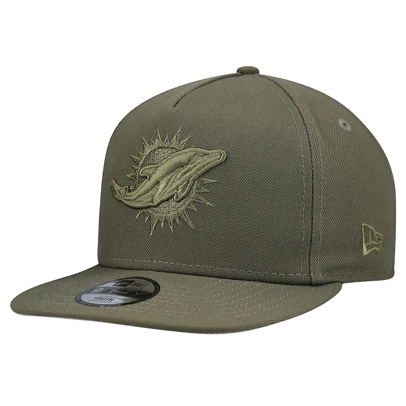 Youth New Era Olive Miami Dolphins Color Pack A-Frame 9FIFTY Snapback Hat