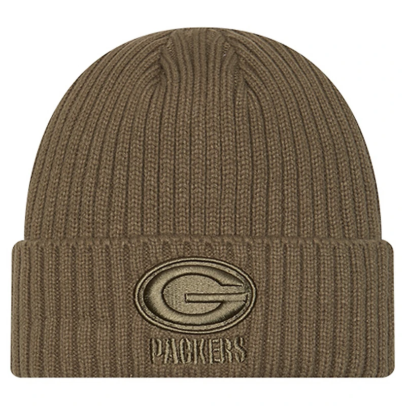 Youth New Era Olive Green Bay Packers Color Pack Cuffed Knit Hat