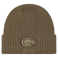 Youth New Era Olive Green Bay Packers Color Pack Cuffed Knit Hat