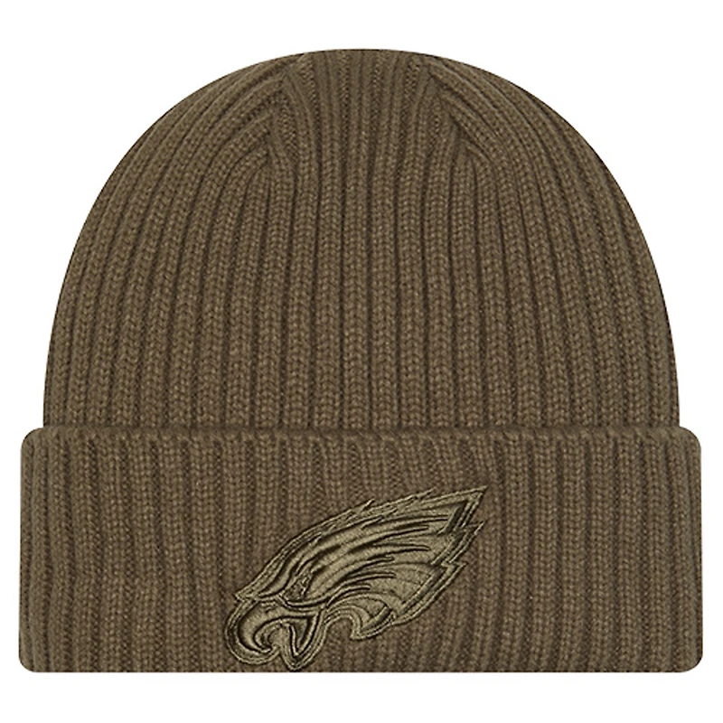 Youth New Era Olive Philadelphia Eagles Color Pack Cuffed Knit Hat