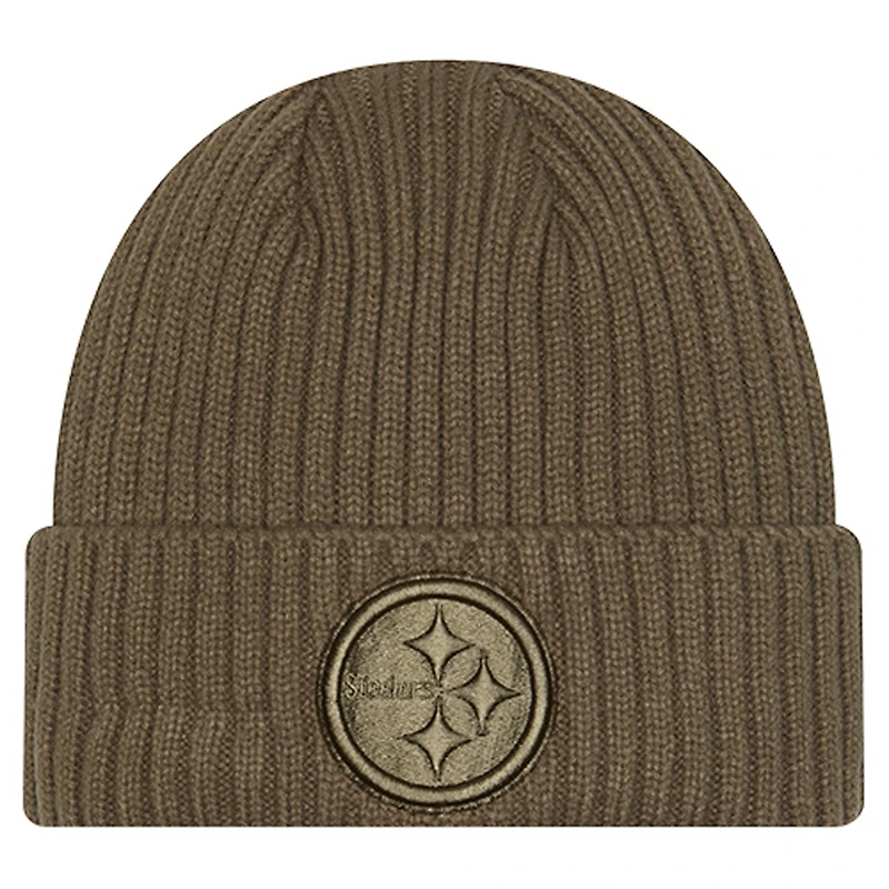 Youth New Era Olive Pittsburgh Steelers Color Pack Cuffed Knit Hat