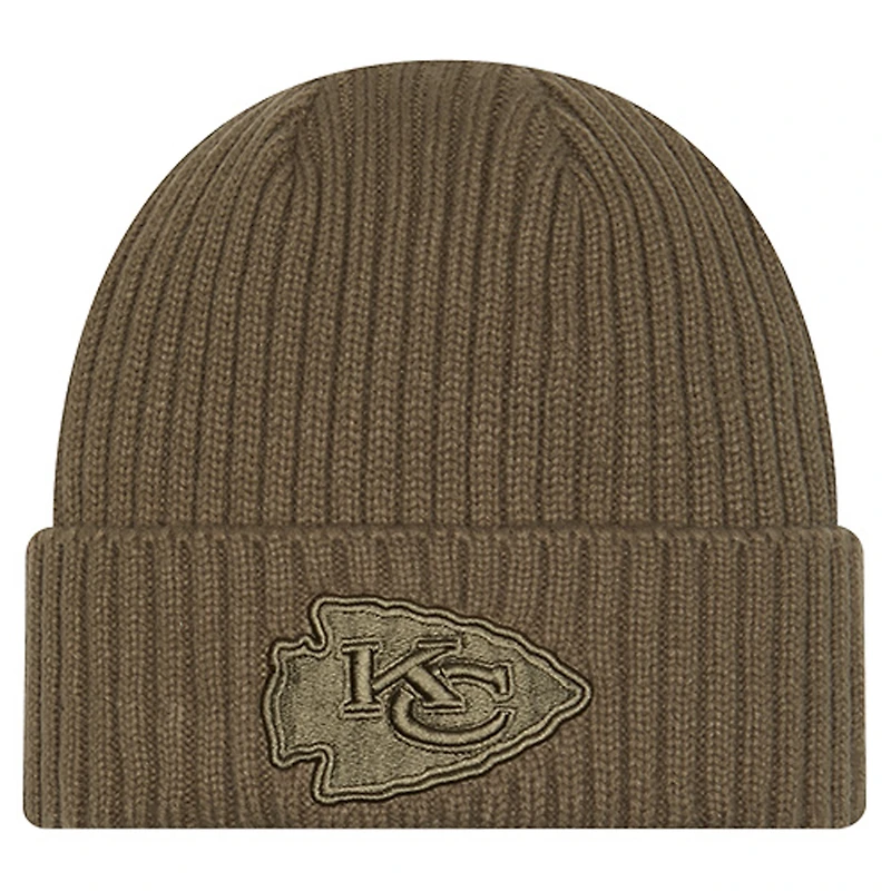Youth New Era Olive Kansas City Chiefs Color Pack Cuffed Knit Hat