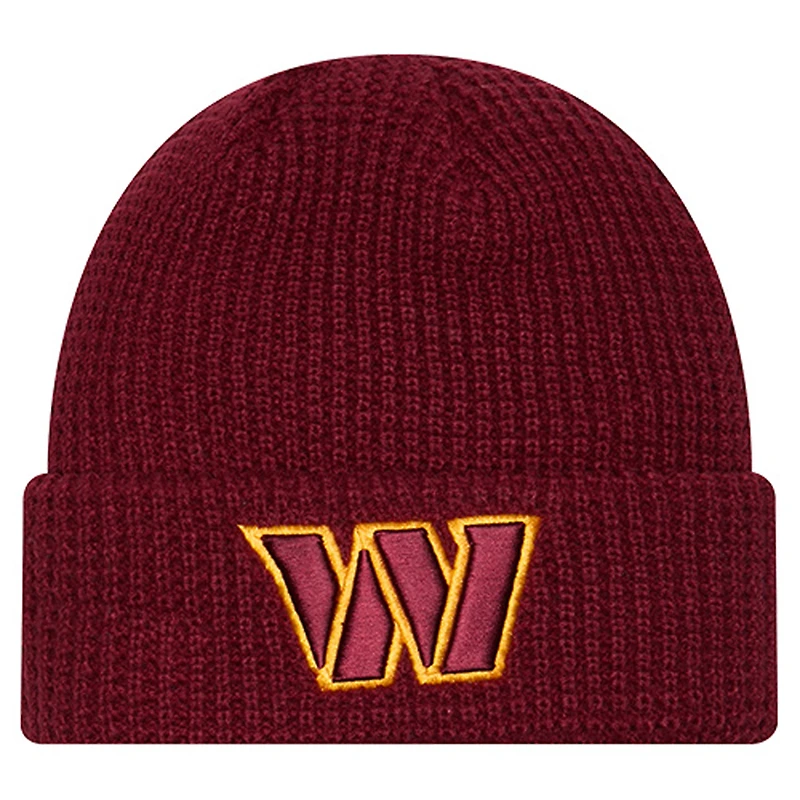 Youth New Era Burgundy Washington Commanders Waffle Cuffed Knit Hat