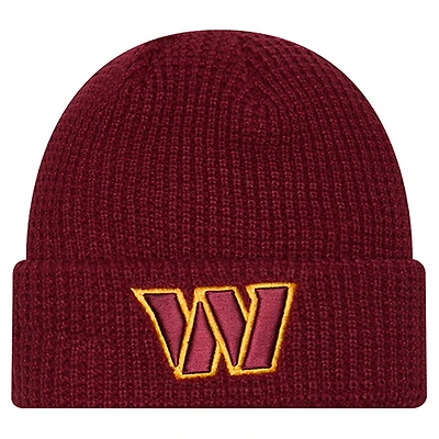 Youth New Era Burgundy Washington Commanders Waffle Cuffed Knit Hat