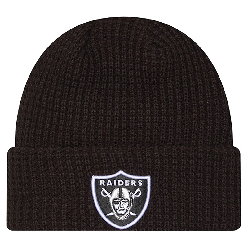 Youth New Era Black Las Vegas Raiders Waffle Cuffed Knit Hat