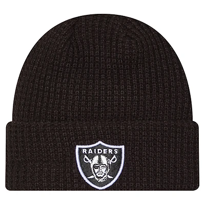 Youth New Era Black Las Vegas Raiders Waffle Cuffed Knit Hat