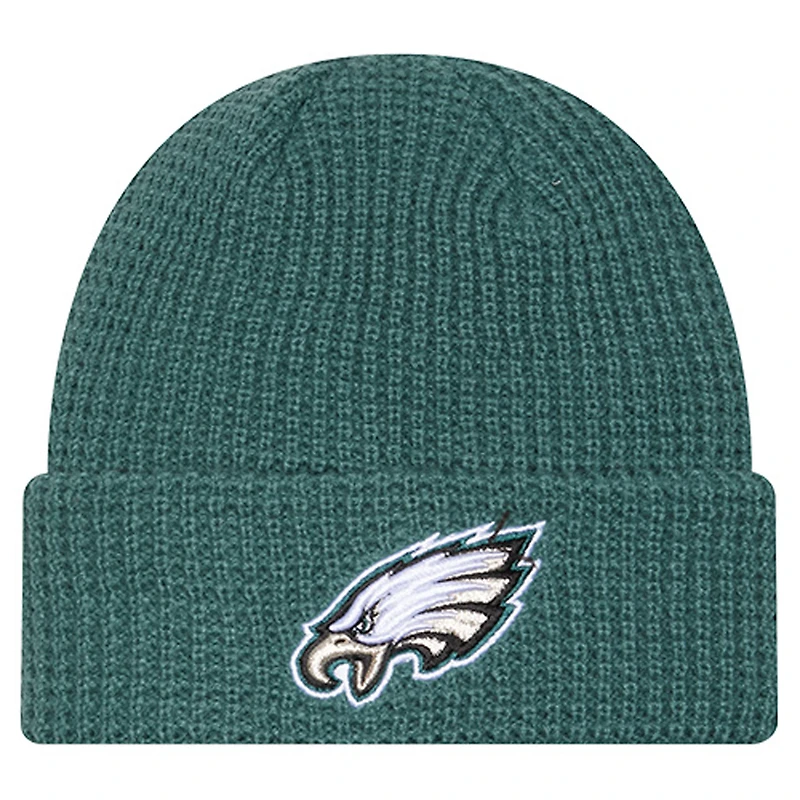 Youth New Era Midnight Green Philadelphia Eagles Waffle Cuffed Knit Hat