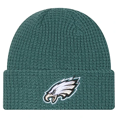 Youth New Era Midnight Green Philadelphia Eagles Waffle Cuffed Knit Hat
