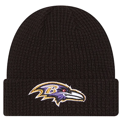 Youth New Era Black Baltimore Ravens Waffle Cuffed Knit Hat