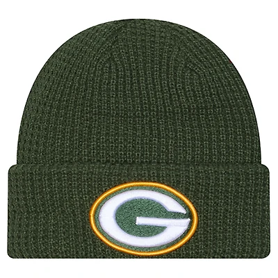 Youth New Era Green Green Bay Packers Waffle Cuffed Knit Hat