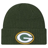 Youth New Era Green Green Bay Packers Waffle Cuffed Knit Hat