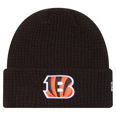 Youth New Era Black Cincinnati Bengals Waffle Cuffed Knit Hat