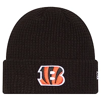 Youth New Era Black Cincinnati Bengals Waffle Cuffed Knit Hat