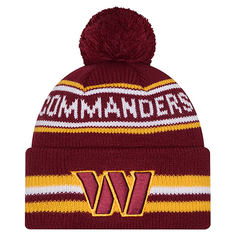 Youth New Era  Burgundy Washington Commanders Classic Cuffed Knit Hat with Pom
