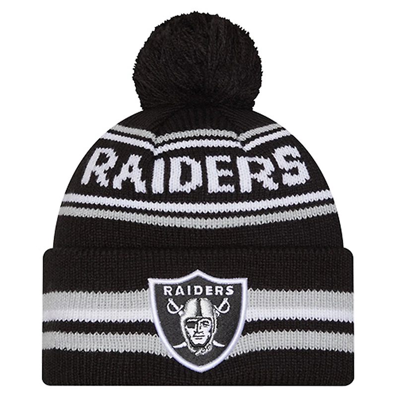 Youth New Era Black Las Vegas Raiders Classic Cuffed Knit Hat with Pom