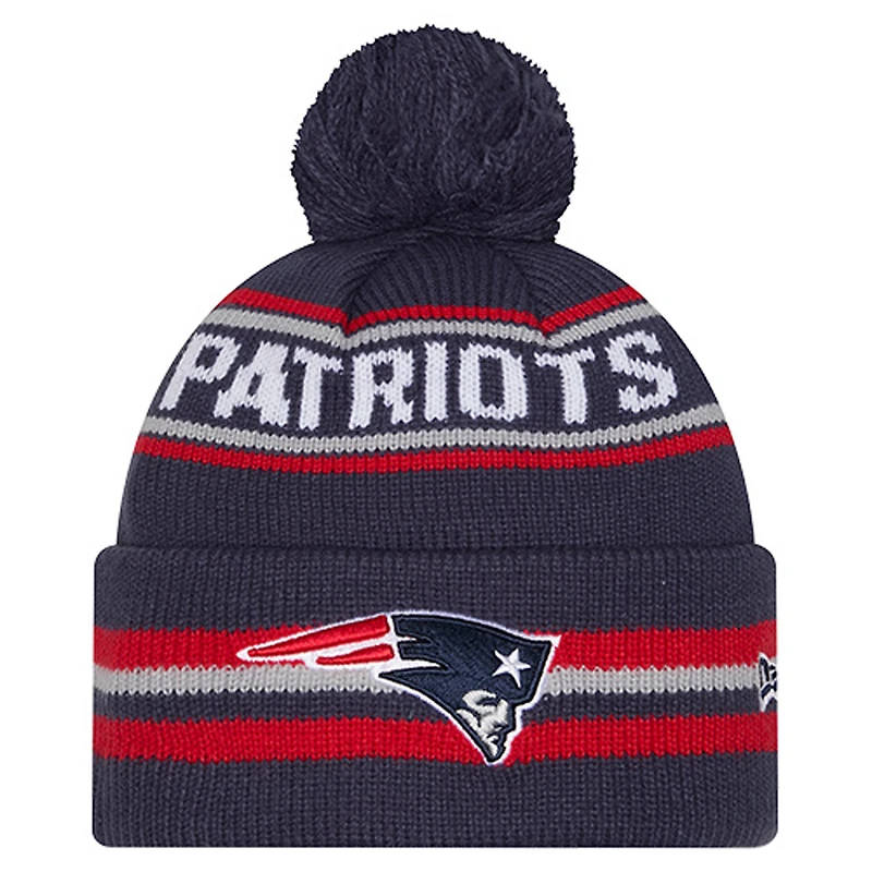 Youth New Era  Navy New England Patriots Classic Cuffed Knit Hat with Pom
