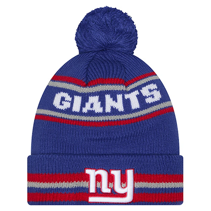 Youth New Era  Royal New York Giants Classic Cuffed Knit Hat with Pom