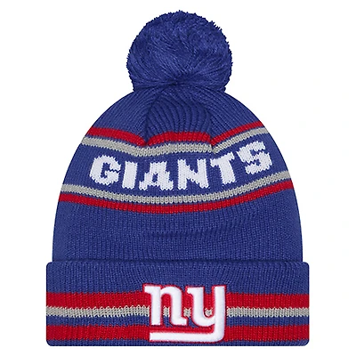 Youth New Era  Royal New York Giants Classic Cuffed Knit Hat with Pom