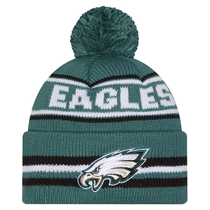 Youth New Era  Midnight Green Philadelphia Eagles Classic Cuffed Knit Hat with Pom