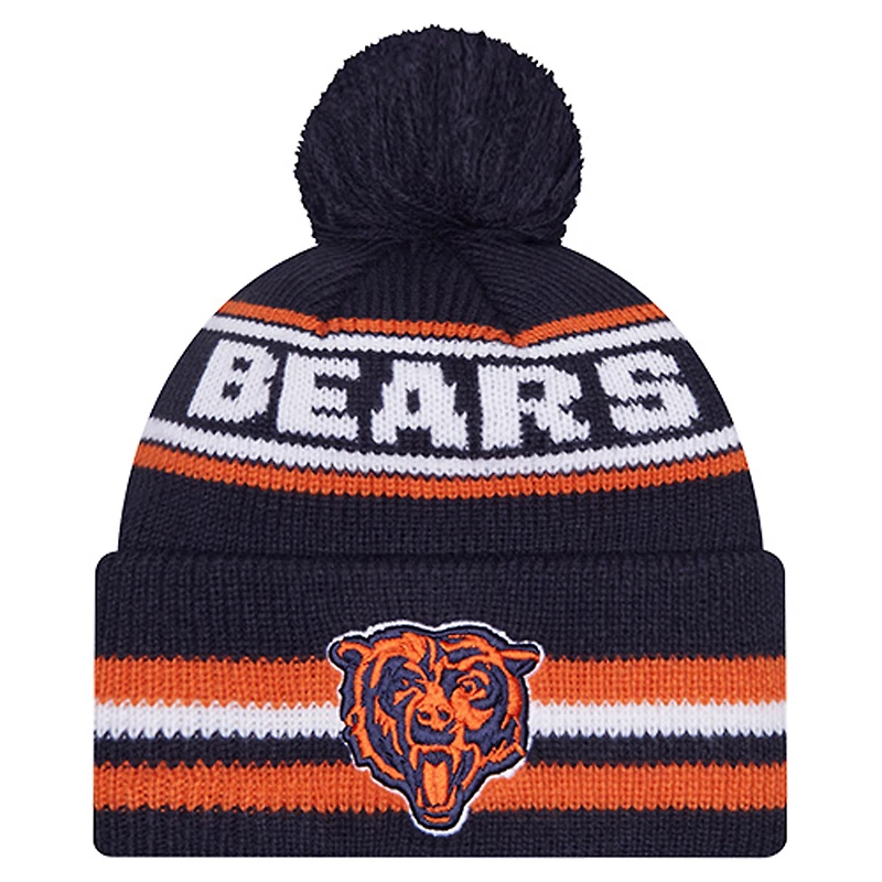 Youth New Era  Navy Chicago Bears Classic Cuffed Knit Hat with Pom