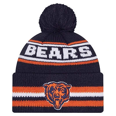 Youth New Era  Navy Chicago Bears Classic Cuffed Knit Hat with Pom
