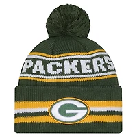 Youth New Era  Green Green Bay Packers Classic Cuffed Knit Hat with Pom