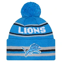 Youth New Era  Blue Detroit Lions Classic Cuffed Knit Hat with Pom