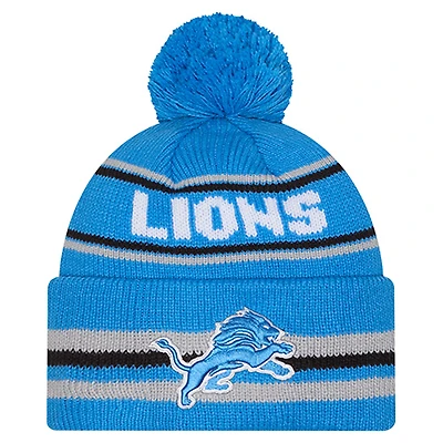 Youth New Era  Blue Detroit Lions Classic Cuffed Knit Hat with Pom