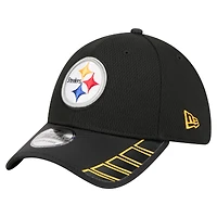 Men's New Era Black Pittsburgh Steelers Visor Hit 39THIRTY Flex Hat