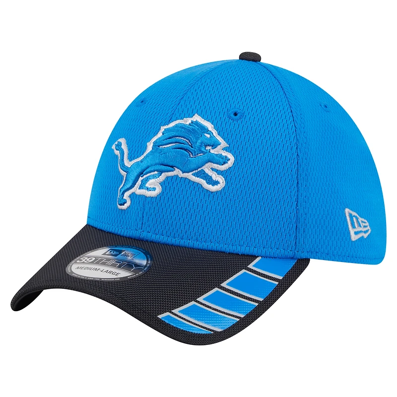Men's New Era Blue Detroit Lions Visor Hit 39THIRTY Flex Hat
