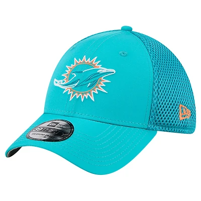 Men's New Era  Aqua Miami Dolphins Outline 39THIRTY Flex Hat