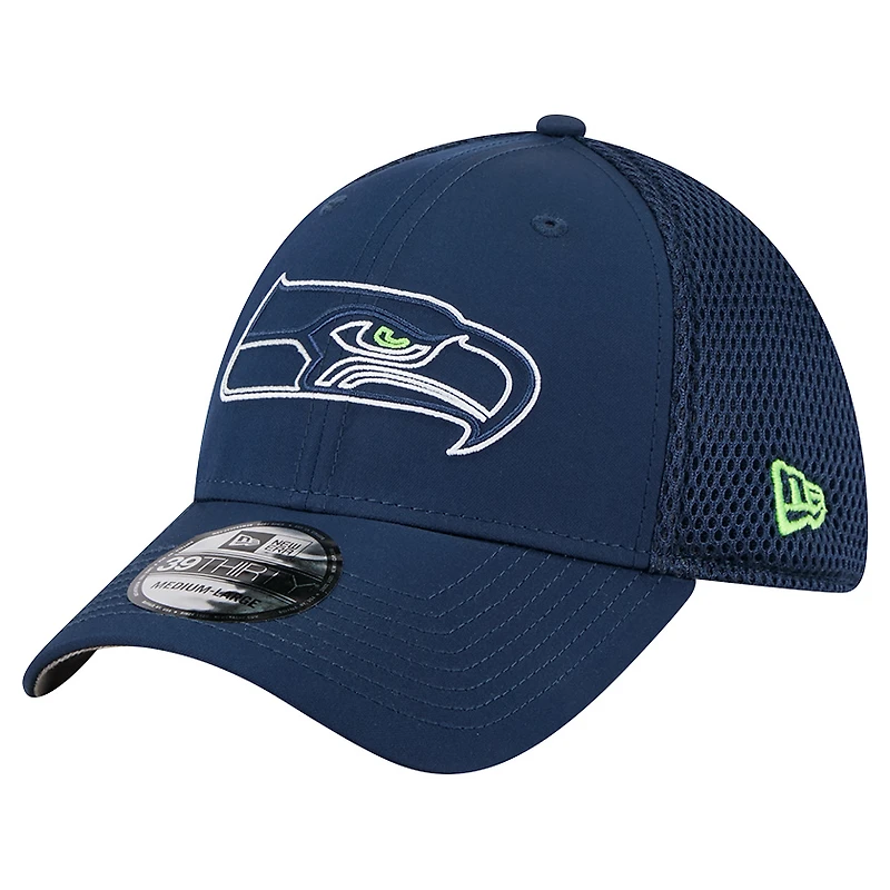 Men's New Era  College Navy Seattle Seahawks Outline 39THIRTY Flex Hat