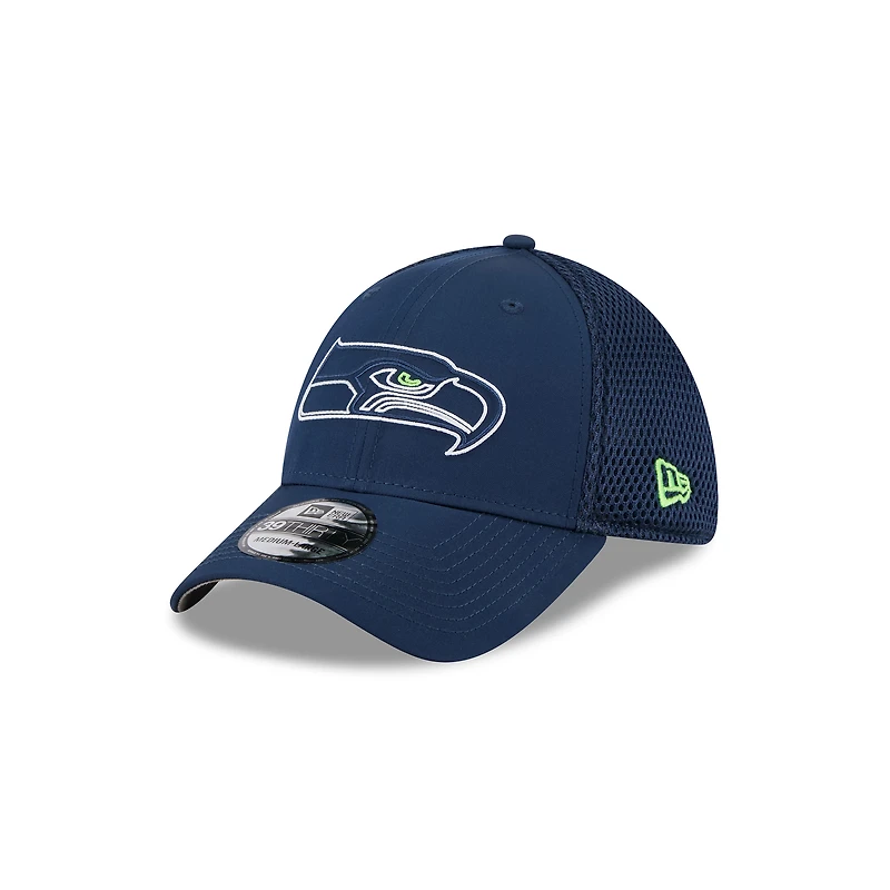 Men's New Era College Navy Seattle Seahawks Outline 39THIRTY Flex Hat