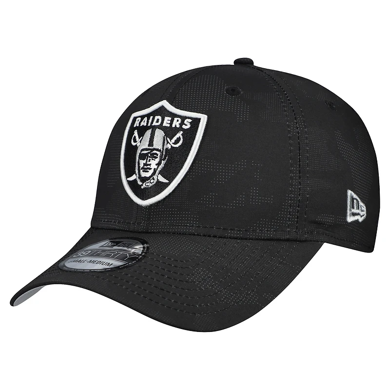 Men's New Era  Black Las Vegas Raiders Tonal Camo 39THIRTY Stretch Fit Hat