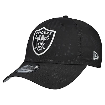 Men's New Era  Black Las Vegas Raiders Tonal Camo 39THIRTY Stretch Fit Hat