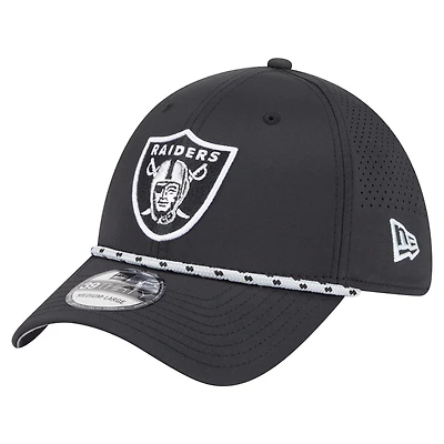 Men's New Era Black Las Vegas Raiders Perforated 39THIRTY Flex Hat