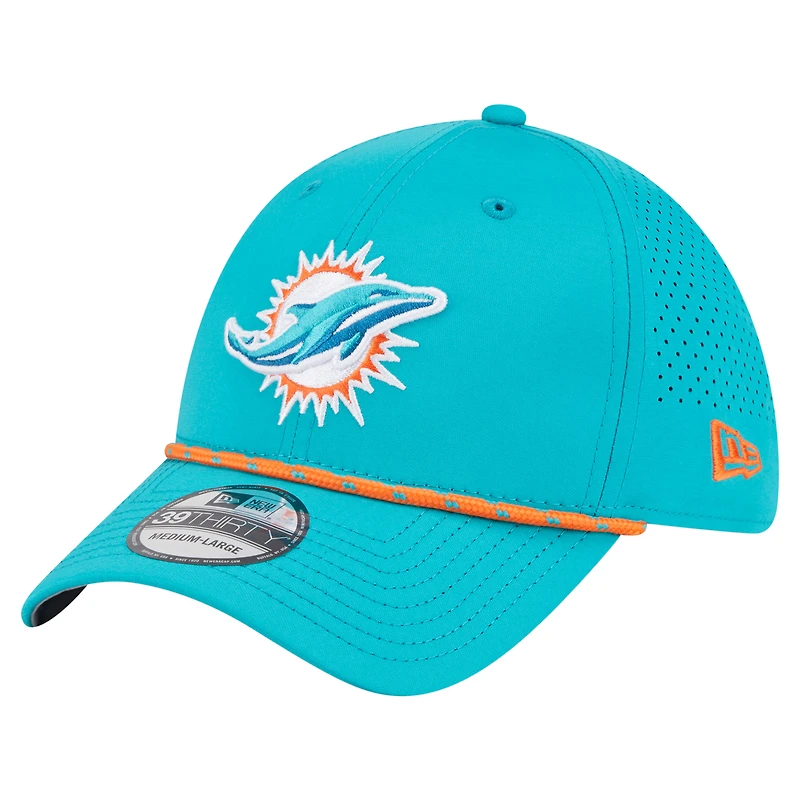 Men's New Era Aqua Miami Dolphins Perforated 39THIRTY Flex Hat
