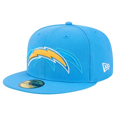 Men's New Era Powder Blue Los Angeles Chargers Tri-Hit 59FIFTY Fitted Hat