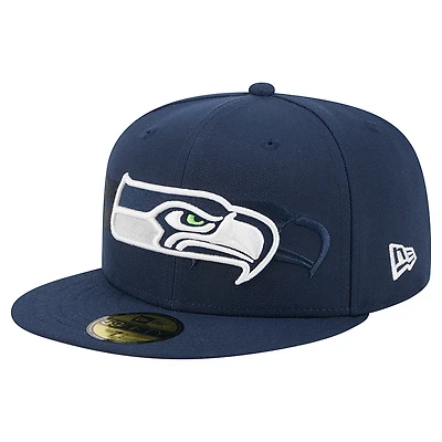 Men's New Era College Navy Seattle Seahawks Tri-Hit 59FIFTY Fitted Hat