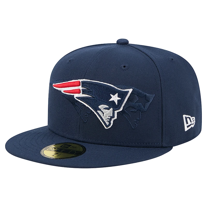Men's New Era Navy England Patriots Tri-Hit 59FIFTY Fitted Hat