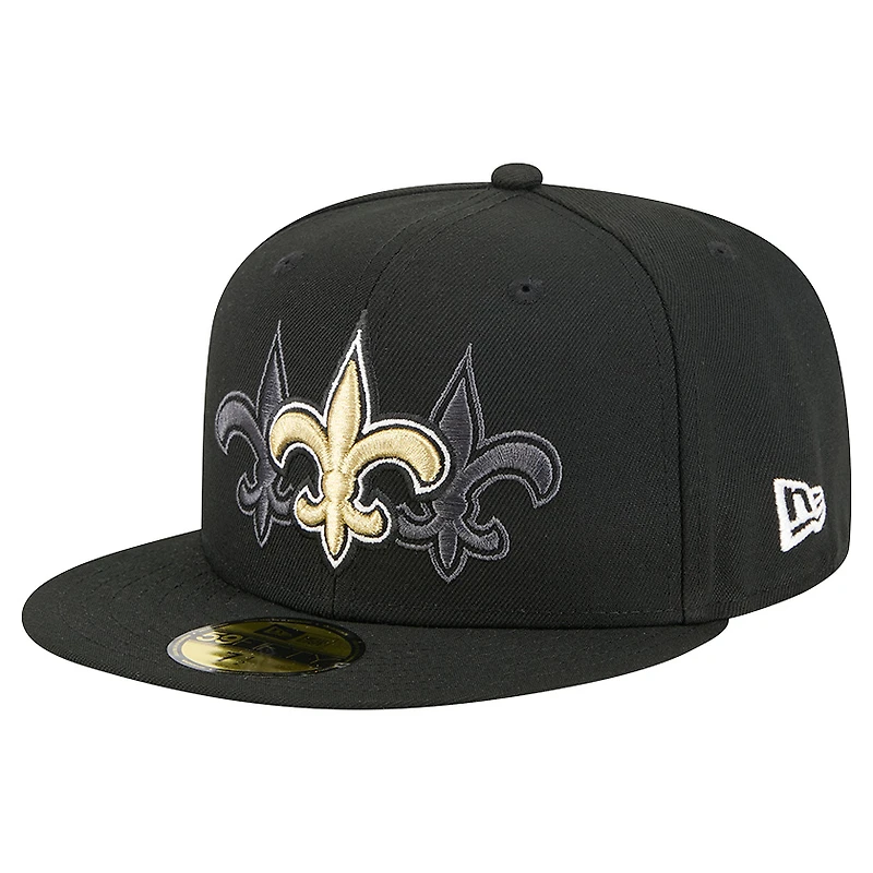 Men's New Era Black Orleans Saints Tri-Hit 59FIFTY Fitted Hat
