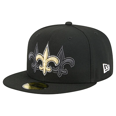 Men's New Era Black Orleans Saints Tri-Hit 59FIFTY Fitted Hat