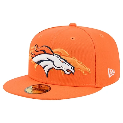 Men's New Era Orange Denver Broncos Tri-Hit 59FIFTY Fitted Hat