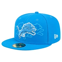Men's New Era Blue Detroit Lions Tri-Hit 59FIFTY Fitted Hat