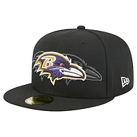 Men's New Era Black Baltimore Ravens Tri-Hit 59FIFTY Fitted Hat