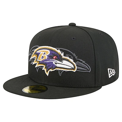 Men's New Era Black Baltimore Ravens Tri-Hit 59FIFTY Fitted Hat