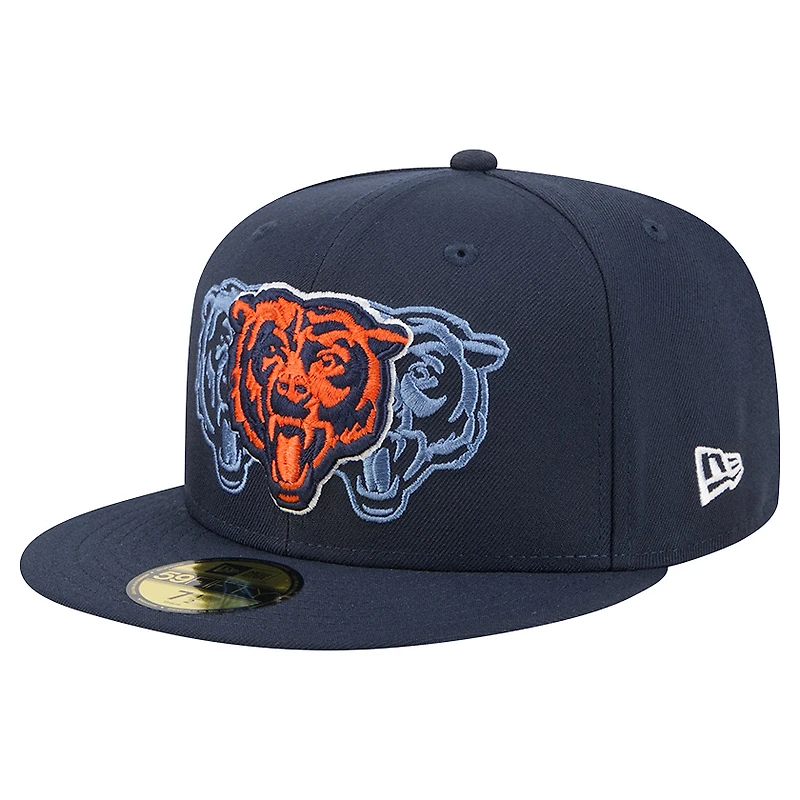 Men's New Era Navy Chicago Bears Tri-Hit 59FIFTY Fitted Hat